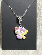 Sanrio Hello Kitty Whimsical Charm Cartoon Adorable Resin Silver Necklace 18