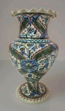 Kütahya style Iznik Ceramic Vase Floral Hand Painted Decorative Vintage