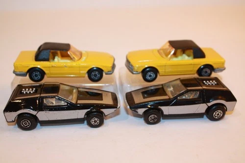 4 Vintage 1972-1973 Matchbox Superfast Cars MIDNIGHT MAGIC / MERCEDES 350SL