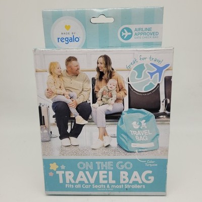 Regalo On the Go Travel Gate Bag Fit Carseats & Most Strollers Compact Aqua Blue