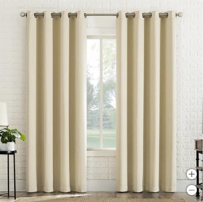 Sun Zero Blackout Curtains Cream 2-Pack Broderick Theater Grade Energy Efficient