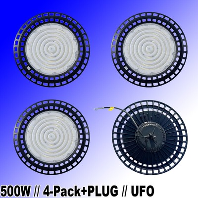 HIGH BAY LED UFO 500W+PLUG Factory Warehouse Commercial  Light Fixtures 4 PACK