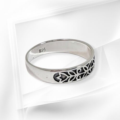 Sterling Silver Men's Ring *Flowers Band Ring *Genuine 925 Sterling Silver - Picture 3 of 4