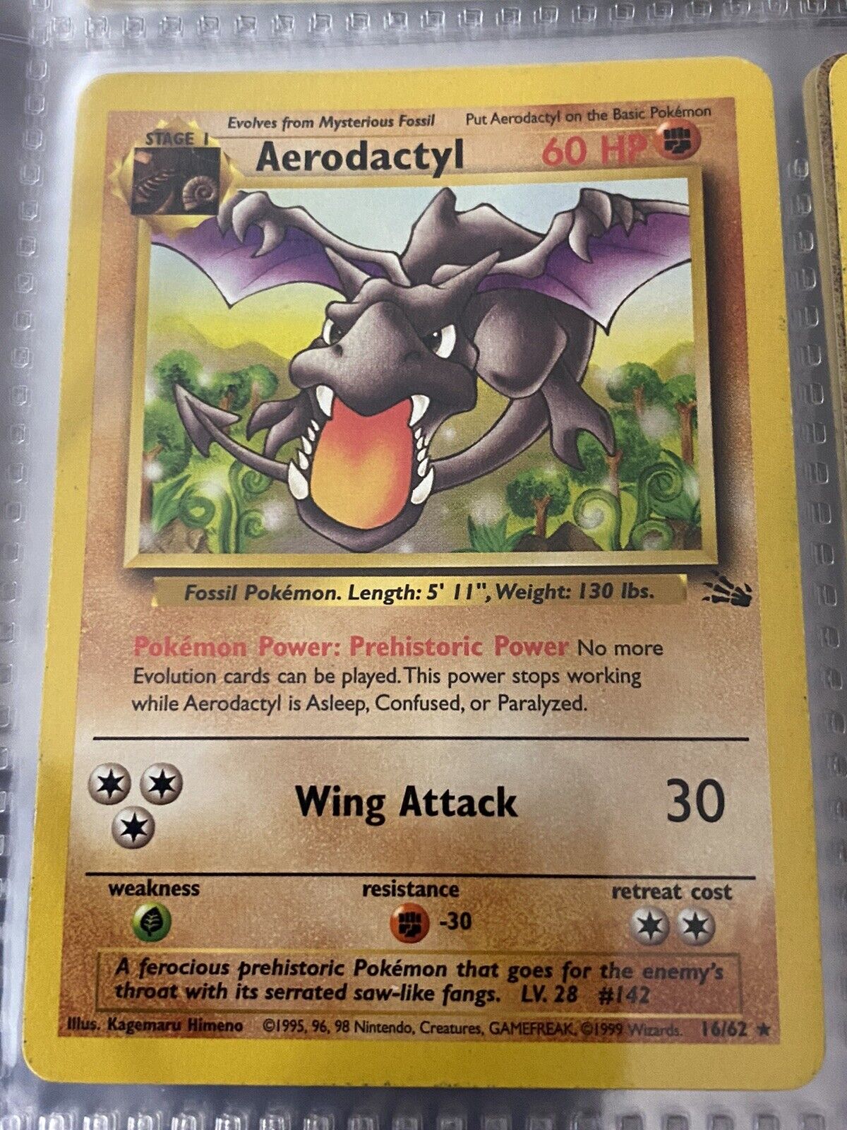 Mavin  🔥Aerodactyl 16/62 Non Holo Rare Pokemon Fossil Card TCG