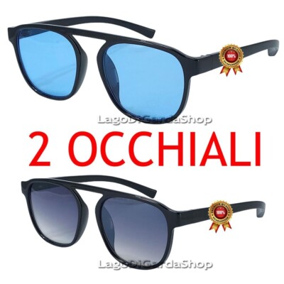 2 PAAR Sonnenbrille Herren Damen schwarz glänzend BLAU Johnny Depp Moscot Style 2022