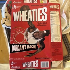 MICHAEL AIR JORDAN WHEATIES LIMITED EDITION BOX 22 1995 CEREAL JORDANS BACK! 23