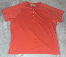 Normal Brand Shirt Mens XL Orange Henley Organic Cotton Short Sleeve Sustainable