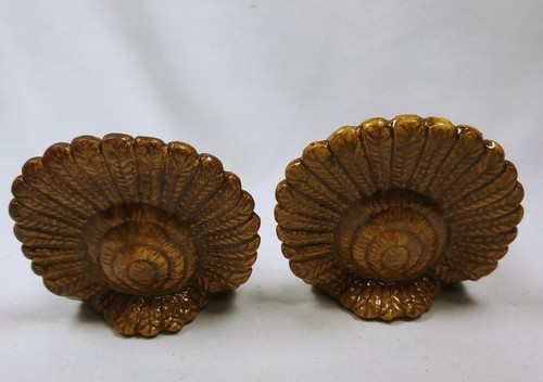 Vintage Thanksgiving Turkeys Ceramic Candle Holders Pair Mid Century 4" - Picture 3 of 6