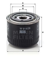 Mann-Filter W 914/28 ÖLfilter FÜR CitroËN Fiat Iveco Karsan UAZ Yamaha Motorcyc