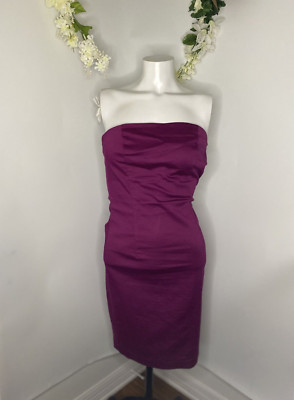 Vintage 1990s Y2K Esprit Purple Sun Tube Dress Stretch Strapless Pencil 3/4 XS