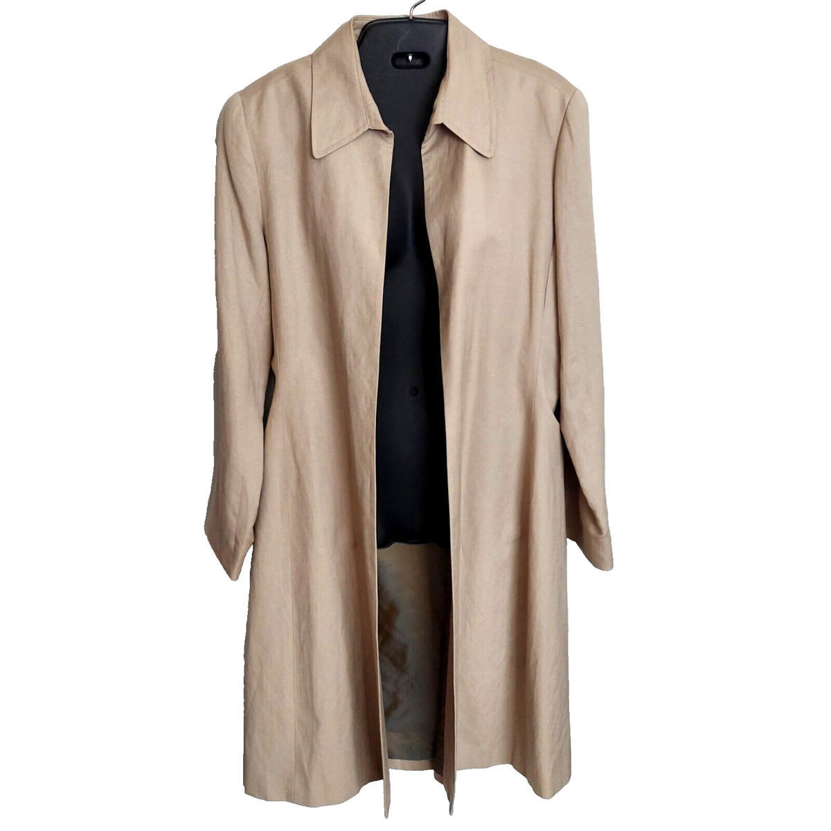 Jillian Jones Open Front Linen Duster Coat Size Beige