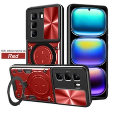 For Infinix Hot 50 5G, Hybrid Armor Slide Lens Camera Magnetic Stand Cover Case