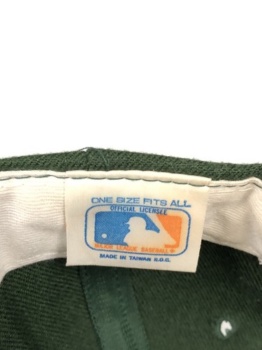 Chapeau vintage années 80 Oakland A's Athletics laine logo unie vert jaune RARE - Photo 4/5