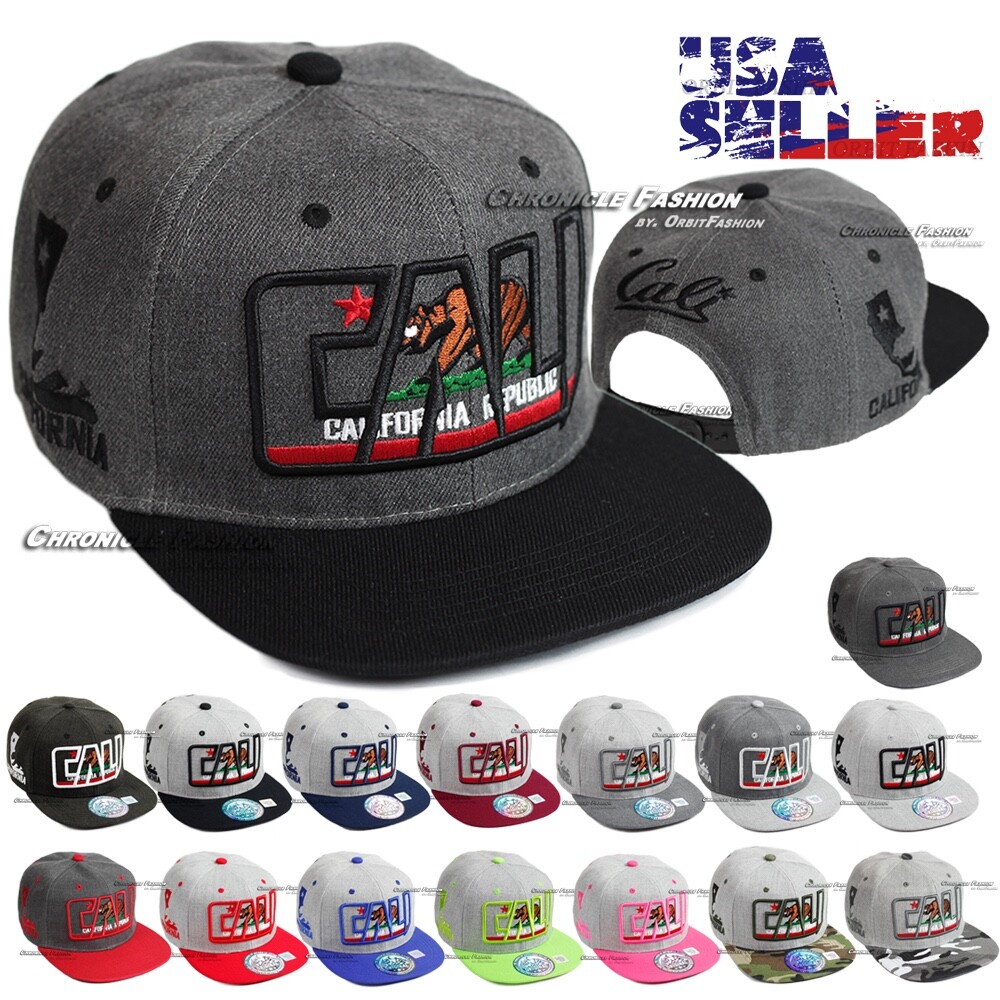 L.O.G.A Cali bear graphic baseball cap pink gray snapback flat bill NEW size OSF California Republic Hat Bear Logo Embroidered Snapback Flat  main image 2