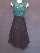 Weston Green Black Lace Sleeveless High Neck Slanted Fit n Flare Party Dress M