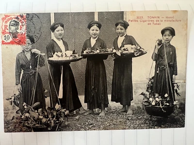 CPA VIETNAM TONKIN HANOÏ PETITES CIGARIÉRES DE LA MANUFACTURE DE TABAC - Photo 1/2
