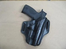 S&W Smith & Wesson M&P 2.0 Leather 2 Slot Molded Pancake Belt Holster BLK RH