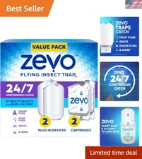 Efficient Indoor Fly Trap Set - 2 Electric Traps with Easy Disposal Cartridges