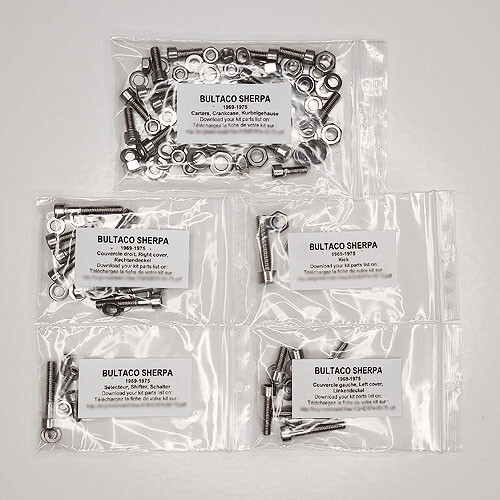 Visserie moteur inox pour Bultaco Sherpa 125 250 350 kit de vis allen de rechange haute résistance