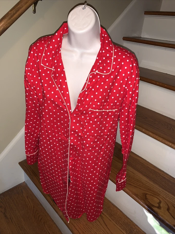 J Crew красный горошек гостиной пижамы платье сексуальный сна рубашка женщин Sz S ❤️tb12m6 - Изображение 2 из 4