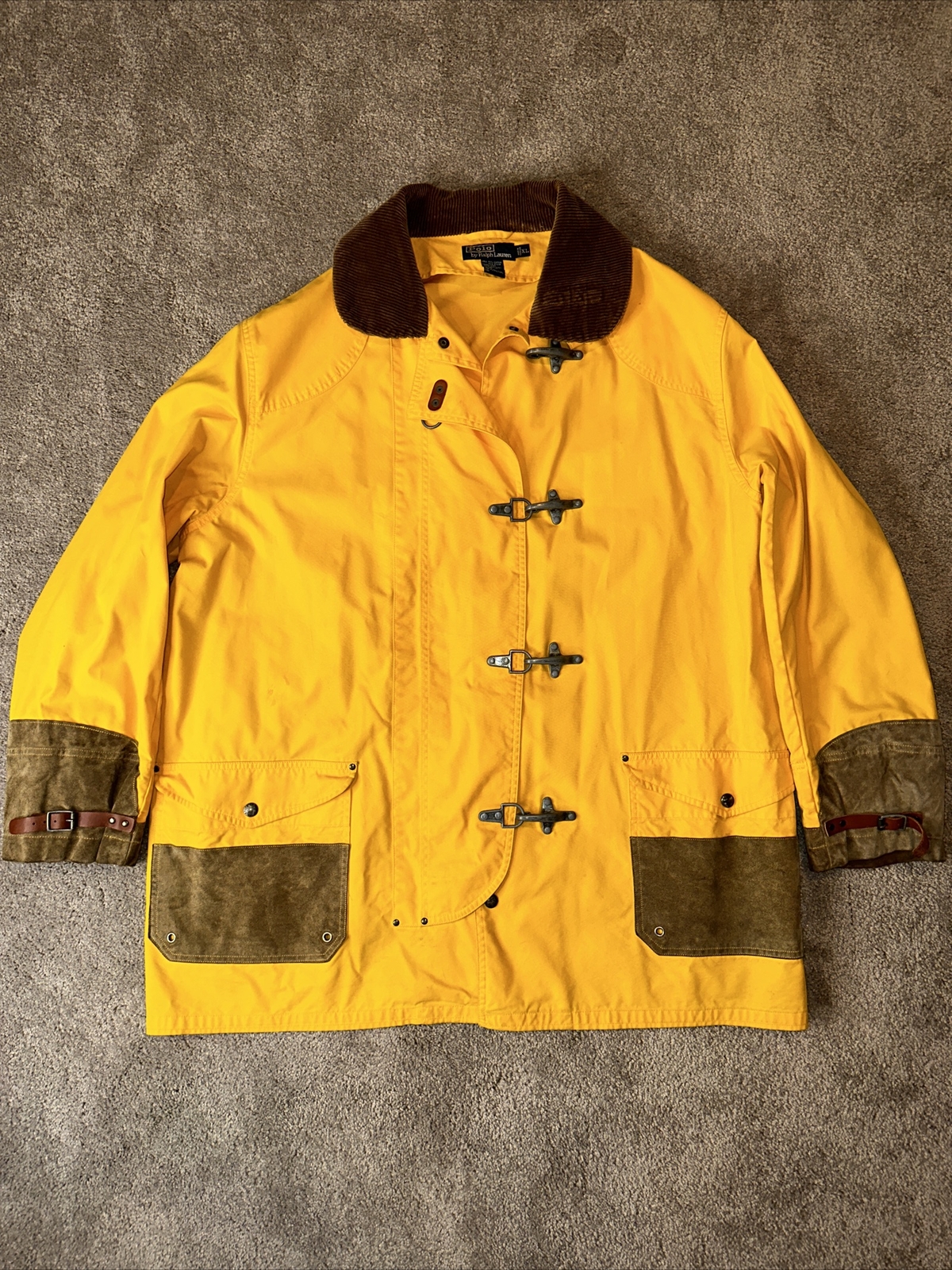 Polo Ralph Lauren Jacket XL Fireman Coat Yellow Toggl… Gem
