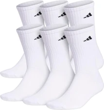 Adidas Men's Athletic Cushioned Crew Socks Arch Compression Secure Fit (6-Pair)