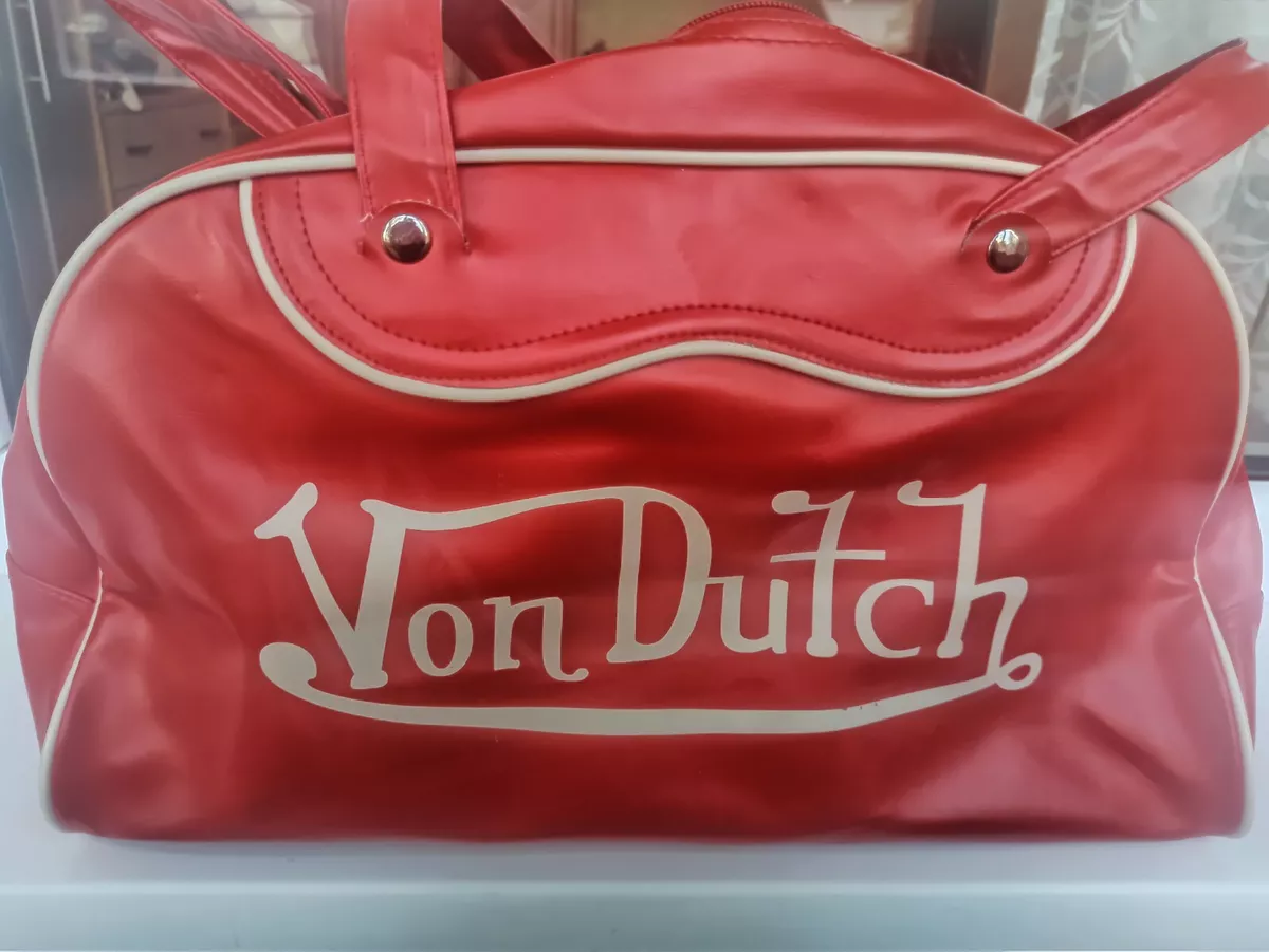 Von Dutch Women's Bowling Style Bag Y2k Red Ladies Handbag Bottom Studs 90s  Rare