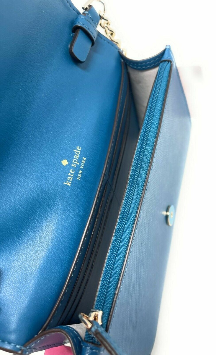 kate spade ライトブルー ビジネスバッグ Kate Spade Staci Small Flap Chain Crossbody Blue Saffiano WLR00632