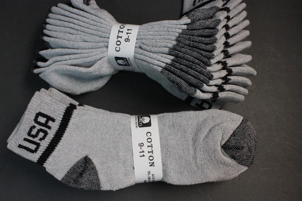 6 pares de calcetines tobilleros de algodón 9-11 grises con EE. UU. negros H/T calcetines deportivos finos para mujer Foto 2 de 4