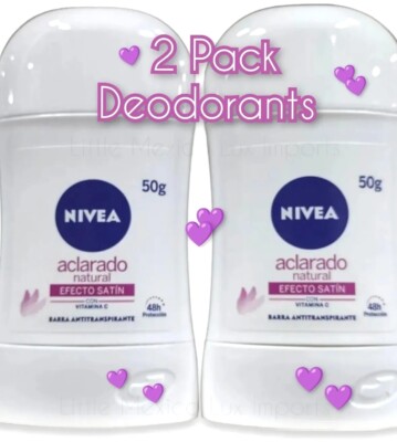 Desodorante Nivea Natural Satin Deo en Barra StickBar para Mujer 50g each(2Pck) 