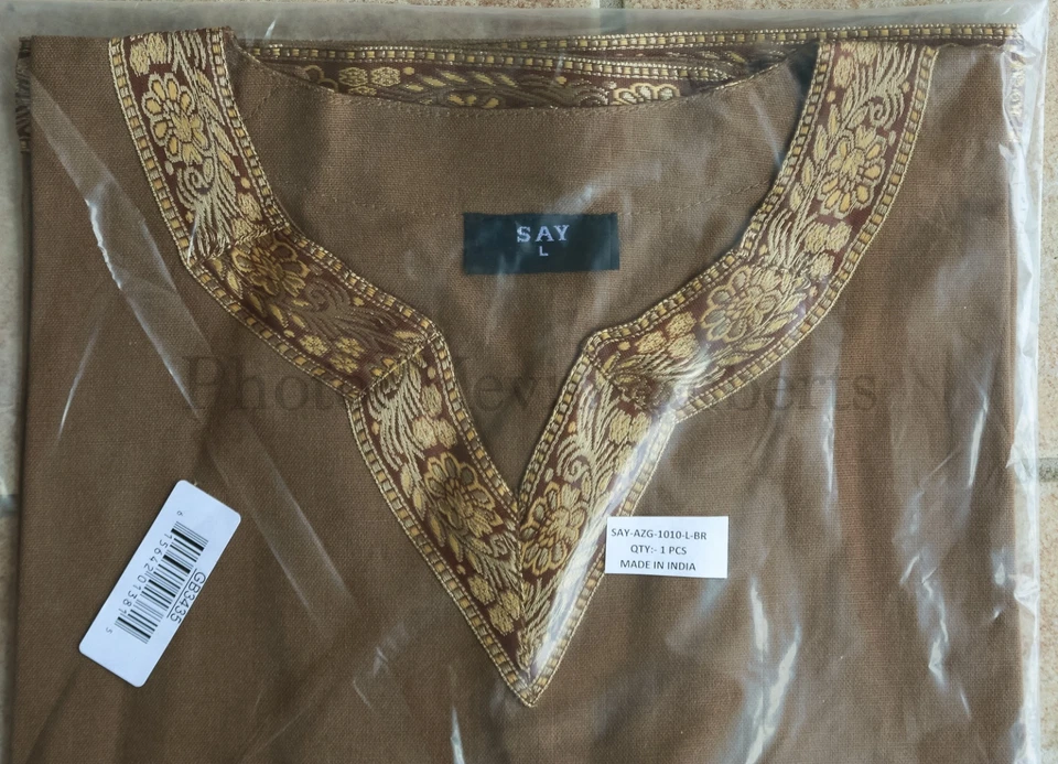 Viking Saxon 束腰衬衫棕色 + 金色装饰 100% 棉 历史准确 — 第 4/4 张图片