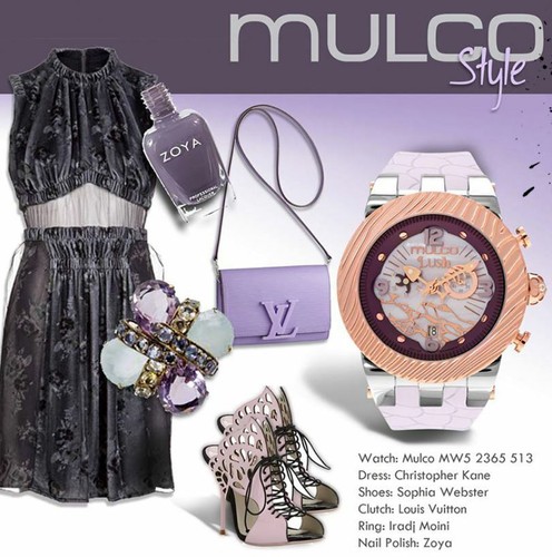 Reloj Mujer Mulco Lush Fish MW5-2365-513 Acero bicolor rosado-crono-Correa lila - Imagen 6 de 9