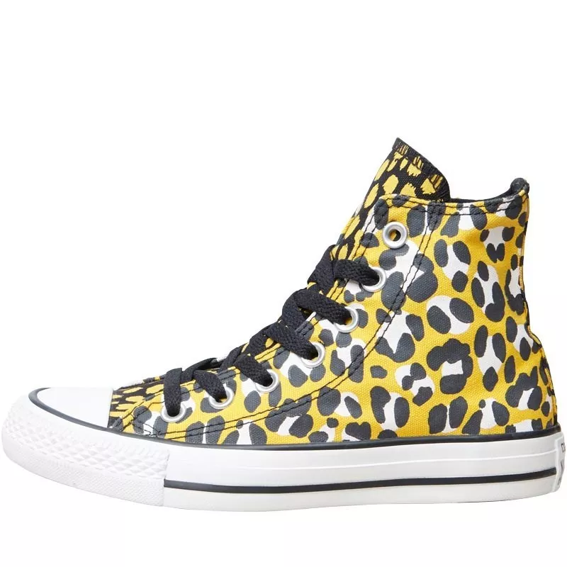 CONVERSE WOMENS CT ALL STAR HI LEOPARD TRAINERS - YELLOW/BLACK