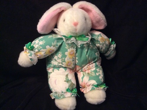Fun World Plush Toy Bunny Girl Rabbit in Floral Lacy Jumper W/Lace ...