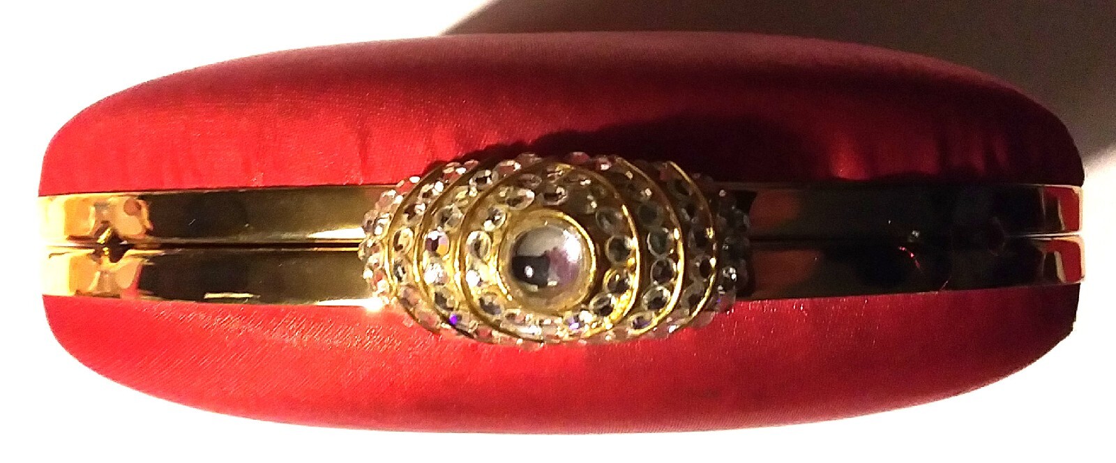 RARE VINTAGE INGE CHRISTOPHER RED CLUTCH BAG WITH GOLD TONE CHAIN SHOULDER STRAP image 6