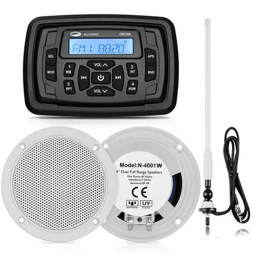 Bluetooth Marine Stereo Radio \u0026 4 inch 