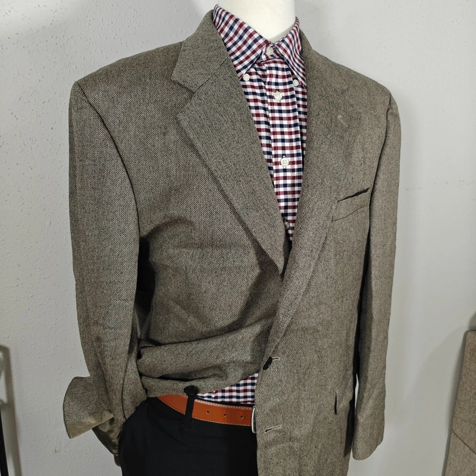 Abrigo Blazer Deportivo Oak Creek Para Hombre Tweed Dos Botones Espiga Lana Peinada 46R Foto 3 de 4