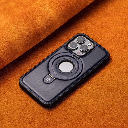 Genuine Leather Case For iPhone 16 15 14 13 12 Pro Max Magnetic Stand Shockproof - Picture 37 of 70