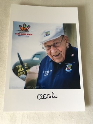 Lt Col Richard E Cole DEC D AUTOGRAPHED 4x6 Photo w/COA Doolittle Raiders RARE
