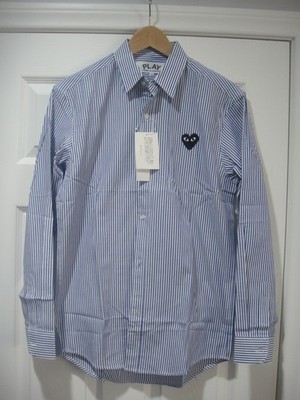 COMME des GARCONS Play Men's long Sleeve Shirt Blue Color Size Medium, BRANDNEW
