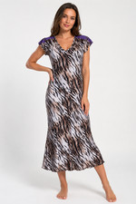 VERSACE Jeans Couture Zebra Brown Purple Midi Dress Size  30/44