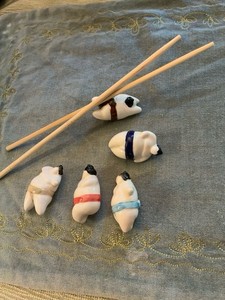 Kato Kogei Rare Japanese sumo wrestlers chop stick Holders