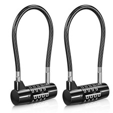 Long Shackle Combination Padlock, 4 Digit Combination Cable Lock, Resettable ...