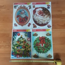 LOT OF 4 CHRISTMAS THEME WINDOW COLOR CLINGS 12"x15"