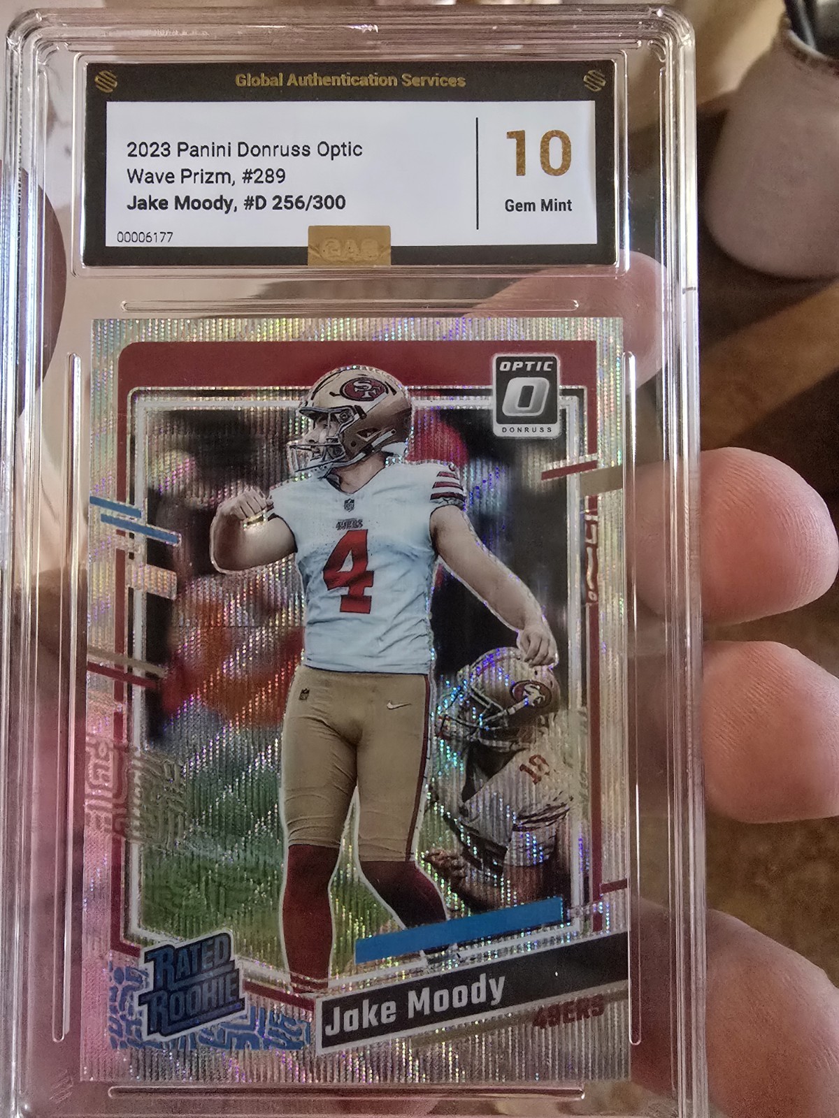 2023 Panini Donruss Optic Wave Prizm 256/300 Jake Moody 49ers #289 Rookie RC