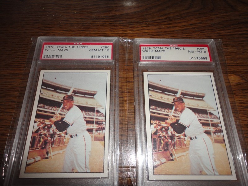PSA 10 + psa 8 1978 TCMA THE 1960'S #280 WILLIE MAYS Vintage Graded Card Giants