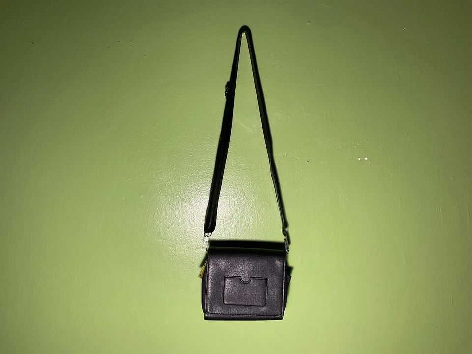 Merona Small Black Leather Crossbody Bag - Image 2 of 4