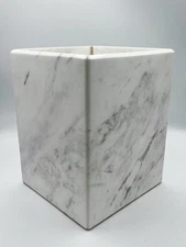 Beautiful Waterworks Studio White Marble Small Trash Can/Bin