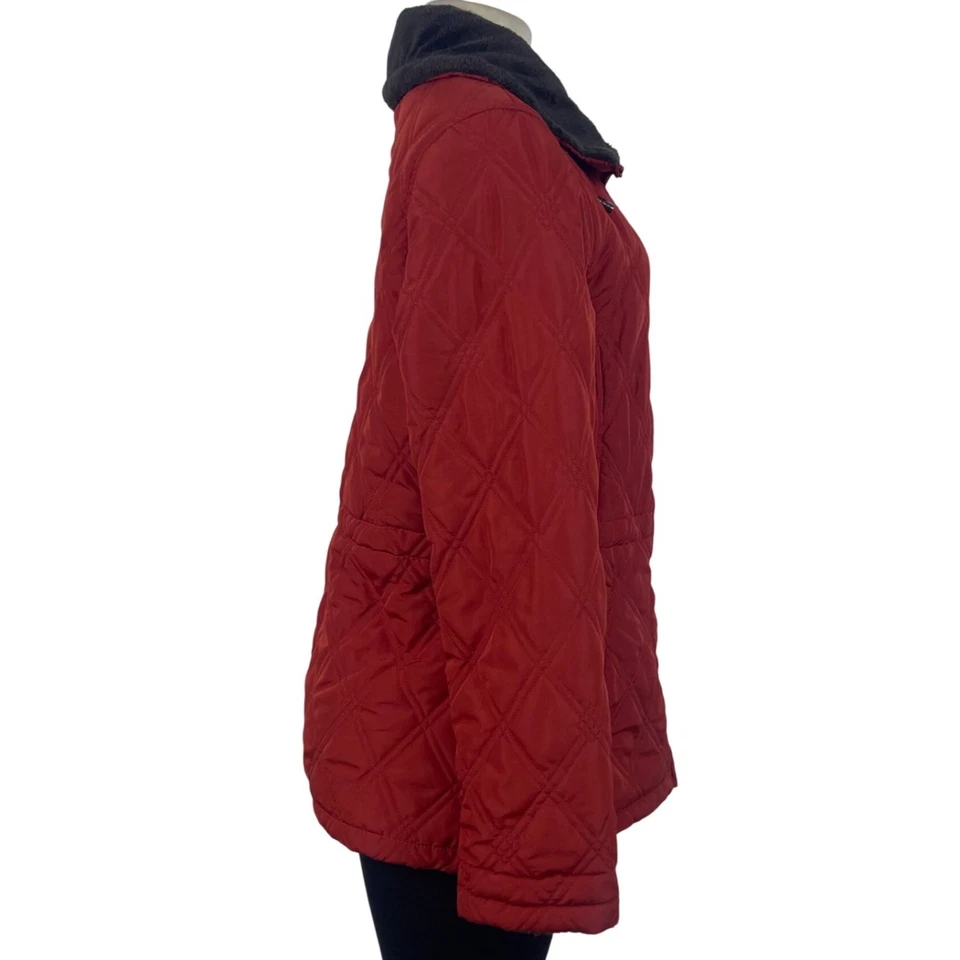 Chaqueta acolchada roja resistente a la intemperie para mujer sintética forrada Sherpa cremallera completa talla M Foto 2 de 4