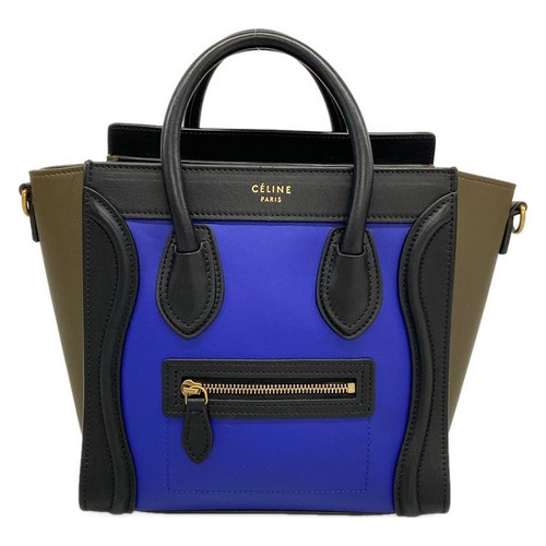 CELINE Luggage Nano Shopper Blue Black Dark Brown Smooth Calf Leather Handbag